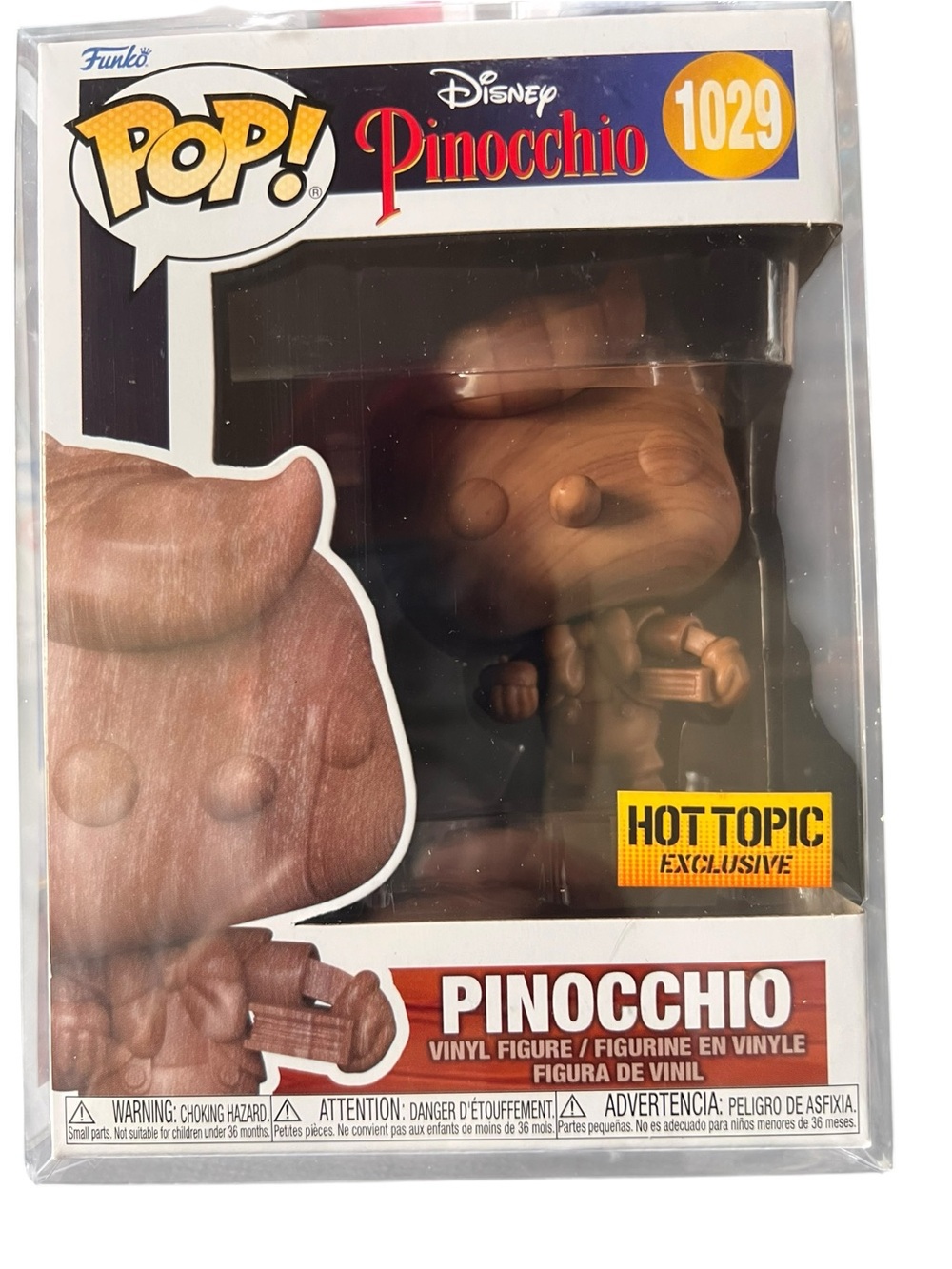 Funko Pop! Disney Pinocchio #1029 Hot Topic Wood Grain Vinyl Figure w/ Protector